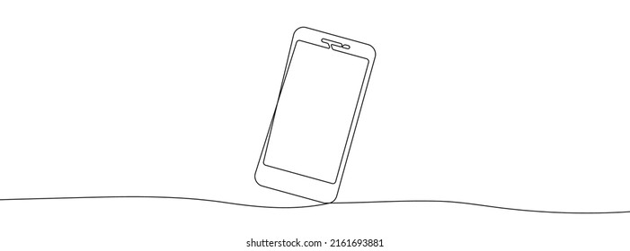 Phone line background. One line drawing background. Continuous line drawing of smartphone. Vector illustration.