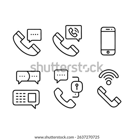 
Phone Line and Communication Icons,