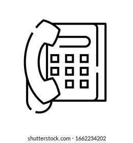 Icono de línea telefónica, signo de concepto, ilustración de vector de contorno, símbolo lineal.