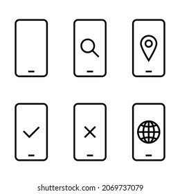 Conjunto de iconos de línea telefónica para aplicaciones y sitios web