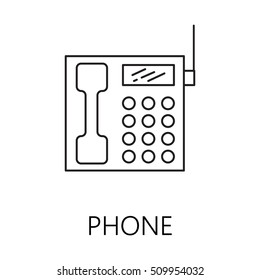Phone line icon. Vector symbol on the topic of home electronic devices. Black minimalist element for design of website, company's visit card, logo an etc. Phone vector icon eps 10. 