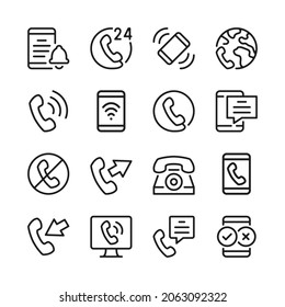 Iconos de la línea telefónica. Conceptos de diseño gráfico modernos, colección de elementos de esquema simple. Iconos de línea de vector