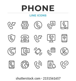 Phone line icons set. Modern outline elements, graphic design concepts, simple symbols collection. Vector line icons