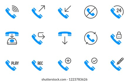 Phone Line Icons Set. Telephone, Call, Callback. Confirm, Add, Delete, Edit Call. Editable Stroke. 48x48 Pixel Perfect.