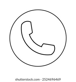 Icono de salida de línea telefónica con círculo.