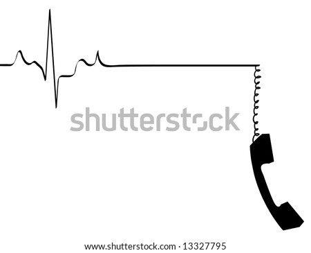 phone line rhythm going dead with dangling phone handset - vector