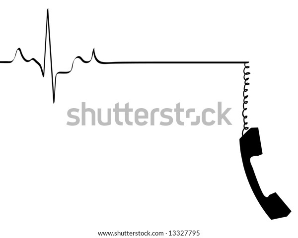 phone line rhythm going dead with dangling phone handset - vector