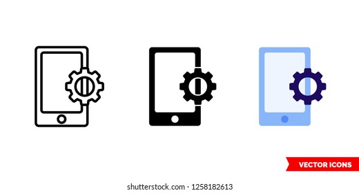 Phone line setup icon of 3 types: color, black and white, outline. Isolated vector sign symbol.