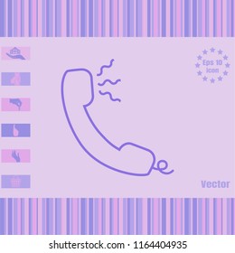 Phone line vector icon with waves. Flat design style.