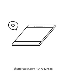 Phone linear doodle with heart message pop up clip art graphic illustration