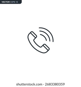Telefone, sinal de estilo linear para conceito móvel e web design. Símbolo, ilustração de logotipo. Gráficos de vetor perfeitos com pixel