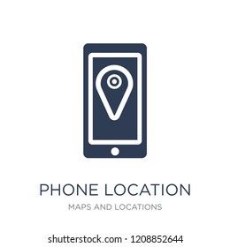 Phone Location icon. Trendy flat vector Phone Location icon on white background from Maps and Locations collection, vector illustration can be use for web and mobile, eps10