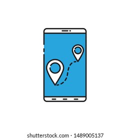 Phone location line icon vector