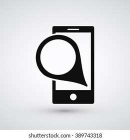Phone and Location Map Marker Icon | Find device, geographic location o place | Vector Icon Element Graphic Illustration Design on white background