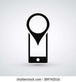 Phone and Location Map Marker Icon | Find device, geographic location o place | Vector Icon Element Graphic Illustration Design on white background