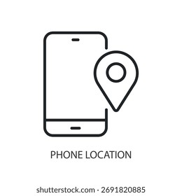 Ícones de vetor de linha fina da localização do telefone.