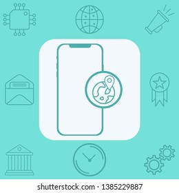 Phone with location vector icon sign symbol