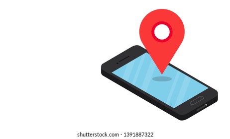 phone and location vector. wallpaper. white background. free space for text. background.