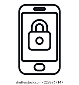 Vector de contorno de icono de bloqueo de teléfono. Error de hacker. Error de seguridad