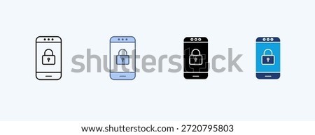 Phone Lock Multiple Icon Illustration Vector