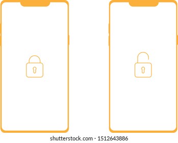 Phone lock and unlock icon. Phone Screen security