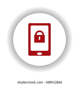 the phone is locked icon, red isolated white background