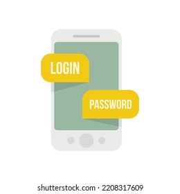 Phone login authentication icon. Flat illustration of Phone login authentication vector icon isolated on white background