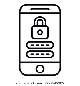 Phone login icon outline vector. Cyber app. Screen biometric