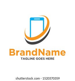 Phone logo illustration. Smartphone logo template on white background.