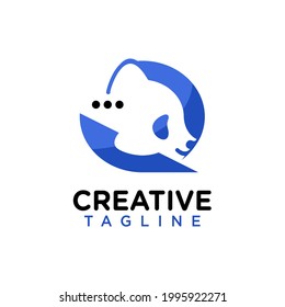 Logo de teléfono con vector de diseño de concepto panda 
