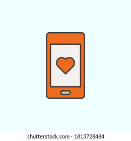 phone, love color vector icon, vector illustration