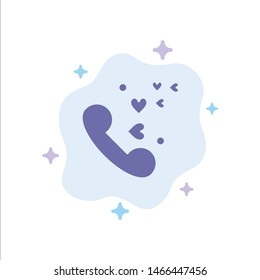 Phone, Love, Heart, Wedding Blue Icon on Abstract Cloud Background. Vector Icon Template background