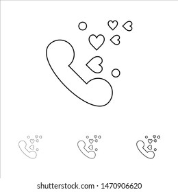 Phone, Love, Heart, Wedding Bold and thin black line icon set. Vector Icon Template background