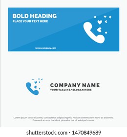 Phone, Love, Heart, Wedding SOlid Icon Website Banner and Business Logo Template. Vector Icon Template background