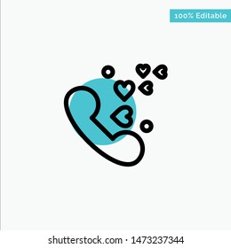 Phone, Love, Heart, Wedding turquoise highlight circle point Vector icon