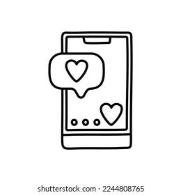 Teléfono con mensaje de amor. Elemento para tarjetas de felicitación, carteles, pegatinas y diseño estacional
