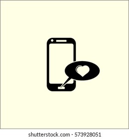 Phone with love message vector icon