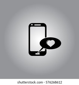 Phone with love message vector icon