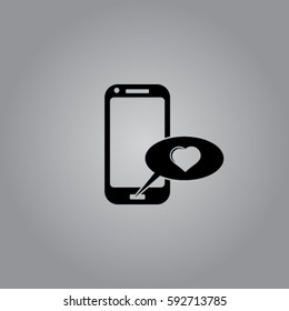 Phone with love message vector icon