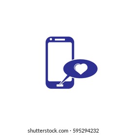 Phone with love message vector icon