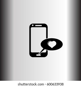 Phone with love message vector icon