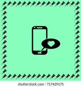 Phone with love message vector icon