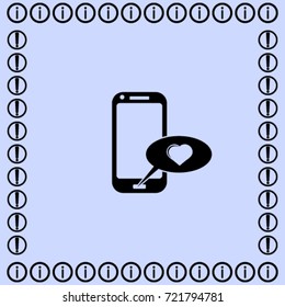 Phone with love message vector icon