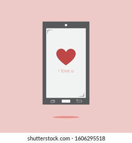 phone with love in the screen
