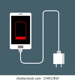 Phone is low charger, vector illustration