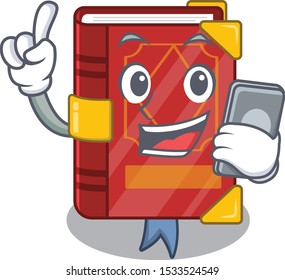 With phone magic spell book in the cartoon