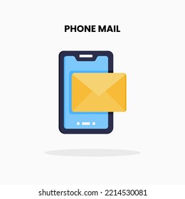 Phone Mail flat icon. Vector illustration on white background.