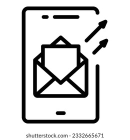vector de contorno de icono de correo telefónico. Comercialización social. Plataforma en línea