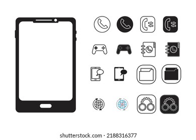 phone main menu set icon vector design template in white background