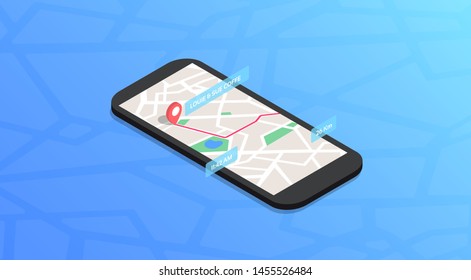 Phone Map Navigation Isometric Color Icon